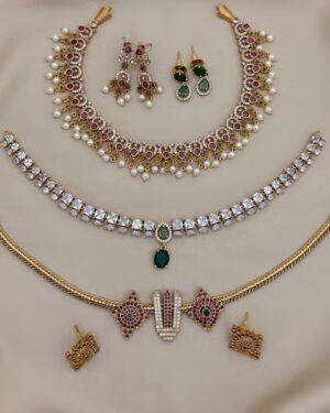 Pure Zirconian Diamond Necklace Set (3 Sets), ORN31408