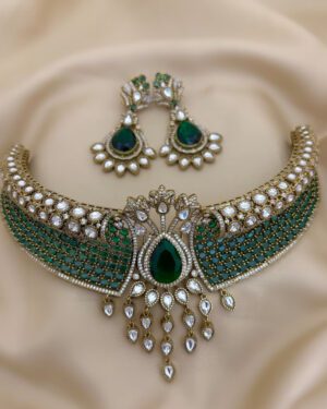 Pure Zirconian Diamond Necklace Set with 18K Gold Plating, ORN1304AM01