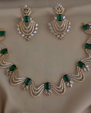 Pure Zirconian Diamond Necklace Set with 18K Gold Plating, ORN1404BM01