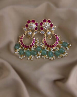 Jadau Kundan Gold Plated Earrings, ORN0306BE59