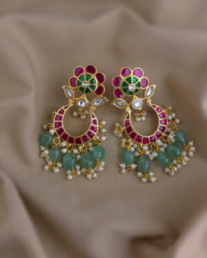Jadau Kundan Gold Plated Earrings, ORN0306BE61