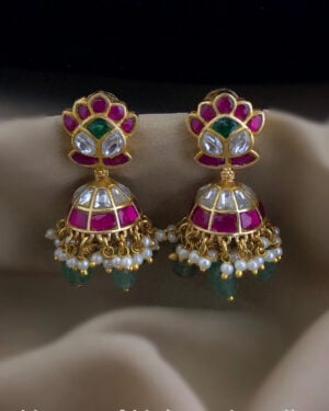 Jadau Kundan Gold Plated Earrings, ORN0306BE64