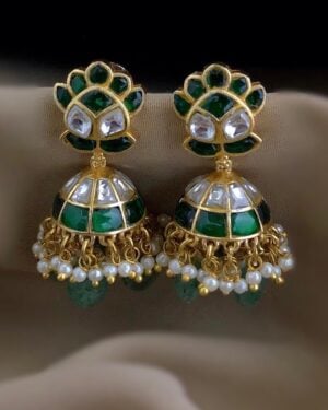 Jadau Kundan Gold Plated Earrings, ORN0306BE65