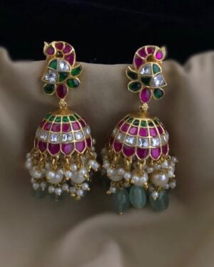 Jadau Kundan Gold Plated Earrings, ORN0306BE67